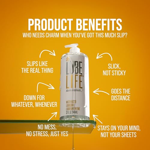 lubelife water-based lube  personal lubricant for men women amp couples travel size non-staining easy clean-up toy-safe 32 fl oz