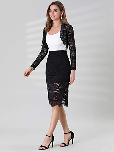 Image of Allegra K Women's Elegant Crop Cardigan Sheer Floral Lace Bolero Shrug Top