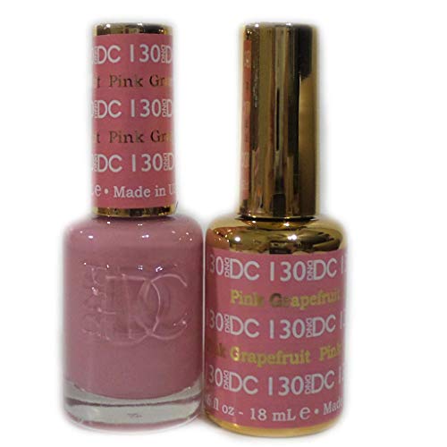 DND DC 100% Pure Soak Off Gel - All in One - Nail Lacquer and Gel Polish, 0.5 Oz / 15ml each - (130 - Pink Grapefruit)