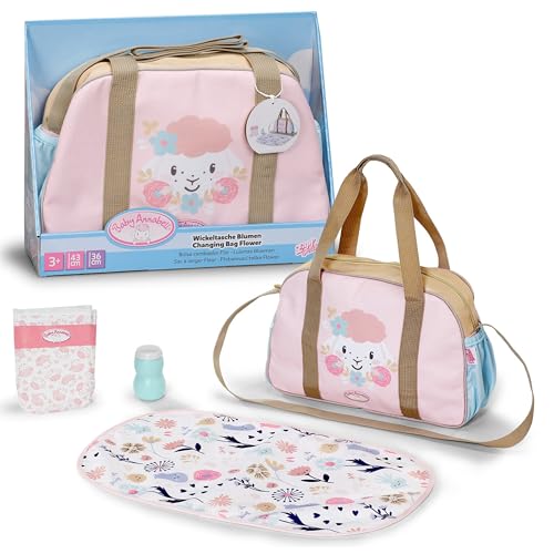 Baby Annabell Changing Bag - Doll accessory incl. changing mat pretend lotion bottle & nappy - 100% plastic free packaging - Fits any 36cm & 43cm doll - Suitable for children aged 3+
