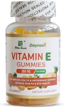 Vitamin E Gummies 268mg, Adult Pineapple Flavored Gummy Supplements, 60 Count