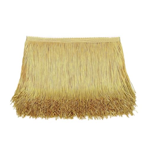 10 yardas de longitud 15 cm, ribete de flecos de seda, cinta decorativa, flecos cortados para manualidades, ropa, disfraces, decoración, flecos de baile para coser (dorado)
