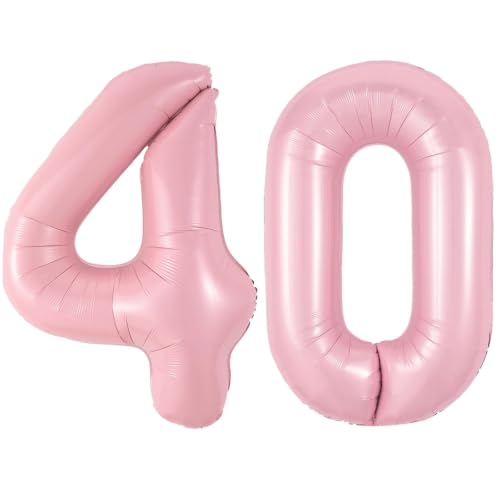 Image of Number Balloons Pink Party Balloon - Giant Number 40 Balloon, 40 Inch Large Balloon, Birthday Decorations for Women, Birthday Balloon for Anniversary Baby Shower Princess Party Decorations