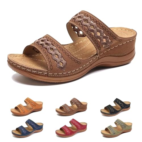 Womens Sandals Dressy Casual Comfortable with Arch Support,Peep Toe Platform Sandals Shoes Womens Orthotic Platform Loop Hollow Wedges Flip Flops Casual Comfy Walking Shoes