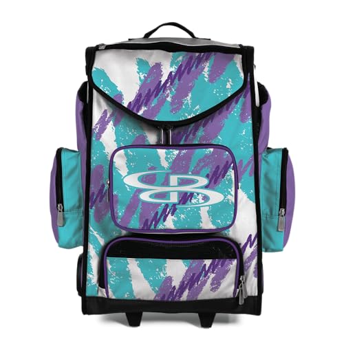 Boombah Ultrapack Hybrid Rolling Bat Bag - Wheeled & Backpack Version - Jazzy Amethyst Orchid/Aqua/White