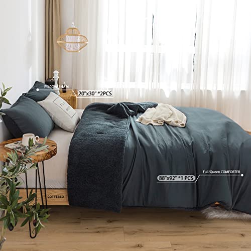 Cottebed BZ002 Warmth Queen Comforter Set - Super Soft Fluffy Sherpa Fleece Polycotton Down Alternative Bedding Blanket Comforter Pillowsham thumb #2