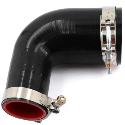 Image of Silicone Hose 2 to 3 inch Elbow Coupler 90 Degree 4 Ply Reducer Leg Length 4 inch (102mm) Pipe for Turbo Intake Intercooler Radiator with 2 PCS T-Bolt Clamps