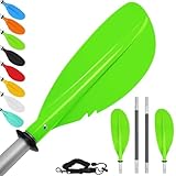 VEITHI Kayak Paddle,88in 4 Pieces Boat Oars Kayak Paddles,Heavy Duty Aluminum Alloy Shaft Float Lightweight Detachable Adjustable Fishing Kayak Paddle for Adults for Adults with Paddle Leash(Green)