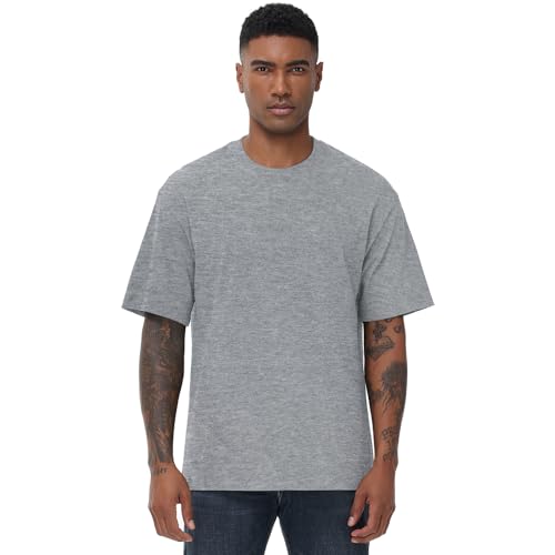 Image of KEEPSHOWING Mens Oversized T-Shirts, Cotton Loose Fit Crewneck Short Sleeve Casual Tees Workout Gym Basic Tops