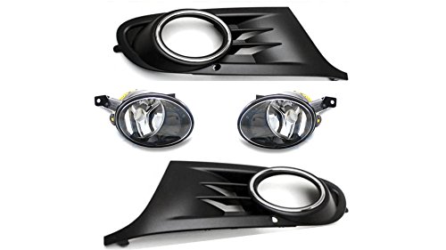 HZ-DESIGN Set Complet Phares Antibrouillard Incls. Grille de Ventilation Gauche Droite Kit Compatible Avec Golf 6 VI