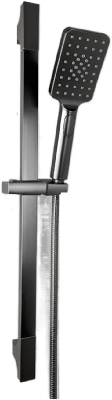 3 Functions ABS Hand Shower Bathroom Stainless Steel Sliding Bar Set with Brass Connector Outlet Black Metal Grey White 1.5m Hos(Grey W Outlet)