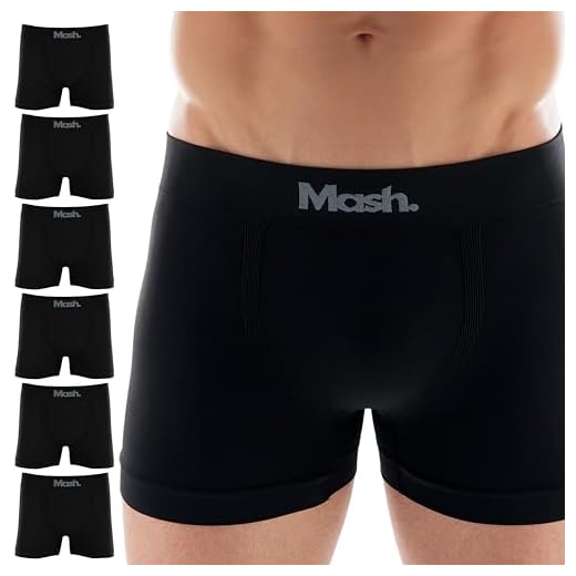 MASH Kit 6 Cuecas Boxer Microfibra Sem Costura Respirável Masculina, 6 Pretas, P