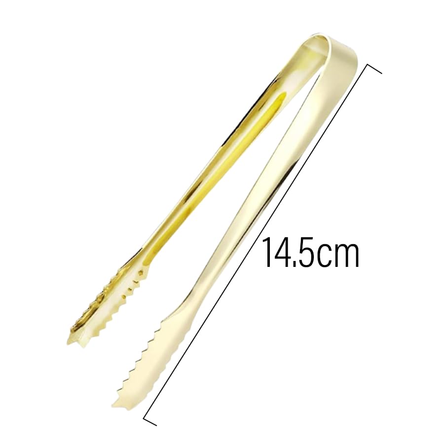2Pcs Stainless Steel Gold Ice Tongs,Gold Mini Serving Tong for Bar Ice Bucket, Stainless Steel Ice Sugar Tong, for Salad, Steak, Appetizer, Small Food(Golden, Silver - Image 3