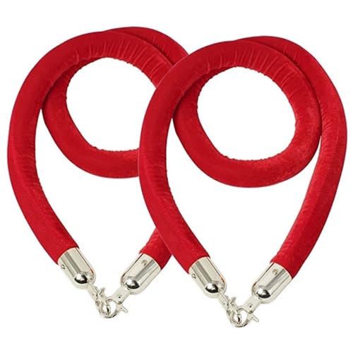 Barrière de file d'attente avec corde en velours rouge et crochet doré lot de 2