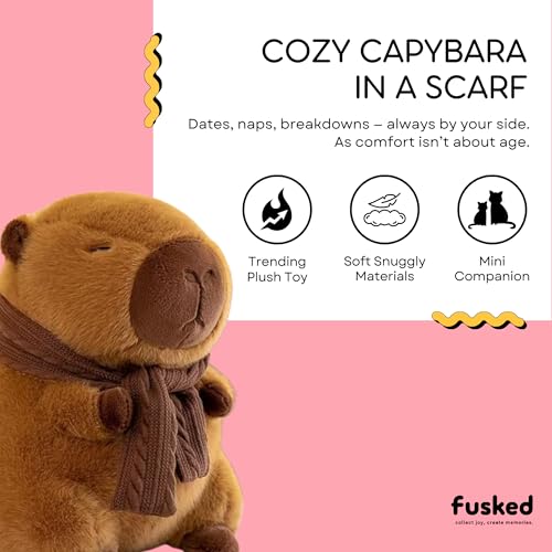 Image of Flufies Plush Soft Toys for New Born Baby and Baby Boy - Soft and Easy Wash Plush - Huggable Plush Toys for Girls and Boys - Soft Toy for Home Decor (Capybara in Scarf)