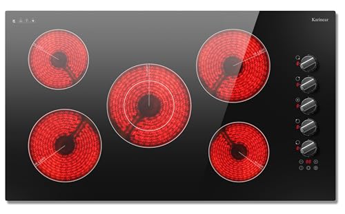 Karinear 36 Inch Electric Cooktop 5 Burner Radiant Electric Stove Top