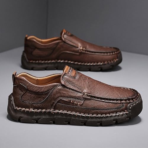 Matufit Men's Handcrafted Cowhide Orthopedic Loafers, Mens Comfortable Lightweight Non-Slip Wide Toe Box Slip-On Casual Walking Shoes for Driving Outdoor Sports 6