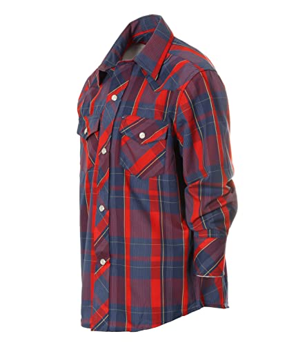 Image of Gioberti Boys Casual Western Plaid Long Sleeve Pearl Snaps Shirt