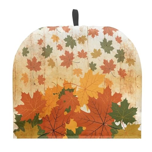 Image of Hudotybom Fall Maple Leaf Tea Cozy for Teapot Insulated Large Teapot Cover to Keep Warm Tea Kettle Cover Thanksgiving Fall Kitchen Home Decorations