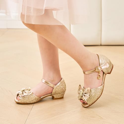 Stelle Flower Girl Shoes High Heels for Kids Girls Sparkly Glitter PU Leather Dress Shoes with Adjustable Straps for Wedding Party2