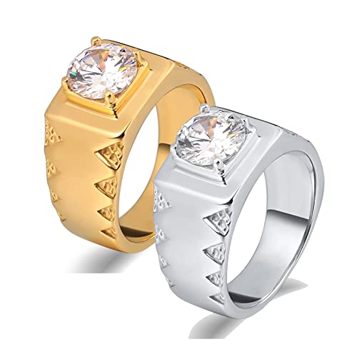 Bague en acier inoxydable avec triangles en zircone par lot de 2