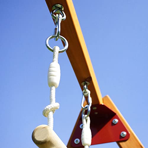 Wooden Swing Set With Slide, Outdoor Playset Backyard Activity Playground Climb Swing Outdoor Play Structure For Toddlers, Ready To Assemble Wooden Swing-N-Slide Set Kids Climbers (Natural+Red) #TOP6