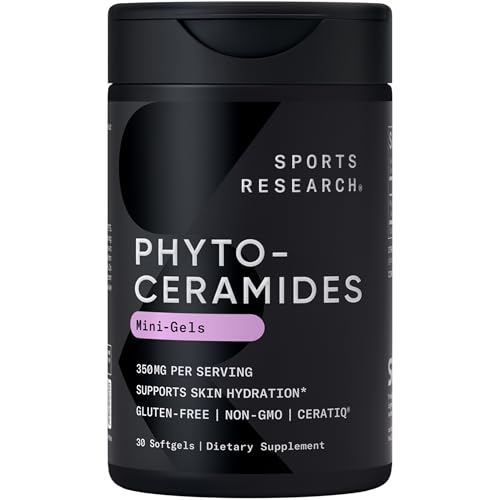 Sports Research® Phytoceramides 350mg per softgel - Plant Derived Ceramides for Healthy Skin and Hydration - Non GMO with No Fillers or Synthetic Vitamins - 30 Liquid softgels