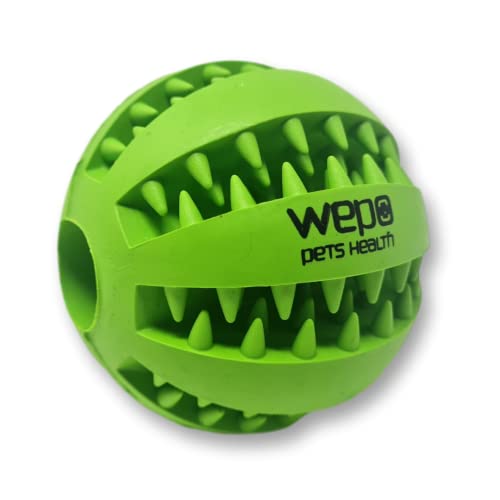 WEPO Dental Care Ball Dog, Diameter 7 cm Green, Dental Care Toy Dog Made of Natural Rubber, Chew Ball