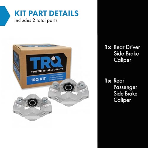 Image of TRQ Rear Driver and Passenger Side Brake Caliper Set Caliper Brackets Hardware Compatible with 06-07 Subaru Impreza WRX WRX TR, Limited