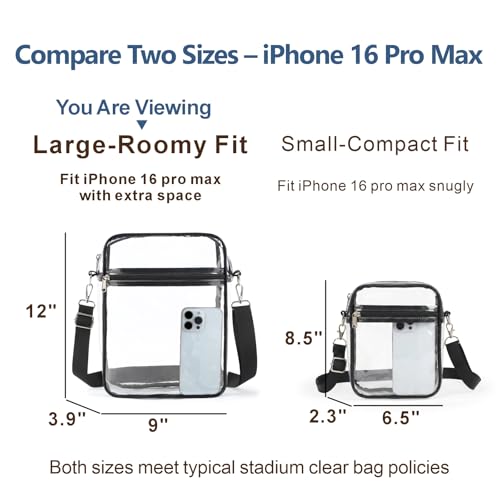 Image of PACKISM Clear Bag for Stadium Events - Clear Purses for Women Transparent Crossbody Messenger Bag for Concerts Game Day
