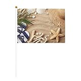 Sandstrand Palme 6 Pack & 10 Pack Hand winkende Flaggen, Handflagge auf Stab, für Paraden, Party, Bar, Geburtstag