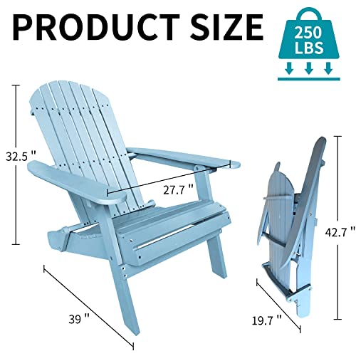 Pazidom Folding Adirondack Chair Wooden Fire Pits Chair Outdoor Patio Lounge Chairs Modern Adirondack Chairs For Yard Garden Lawn Pool Deck Beach, Easy Assembly/Weather Resistant, Turquoise #TOP1