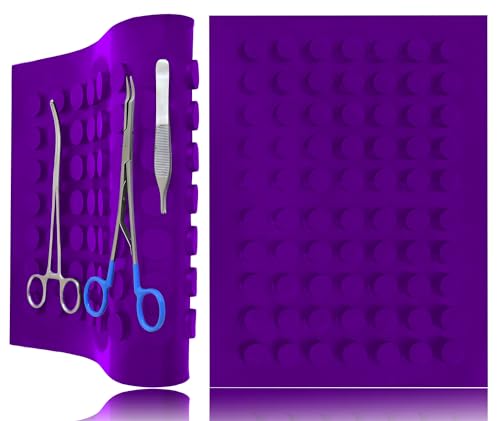 MuskalMed Magnetic Instruments Mat Purple Silicone Mat Silicone Mats 380mm x 300mm x 4mm for Sterilization Tray Case Box Surgical Holding Forceps