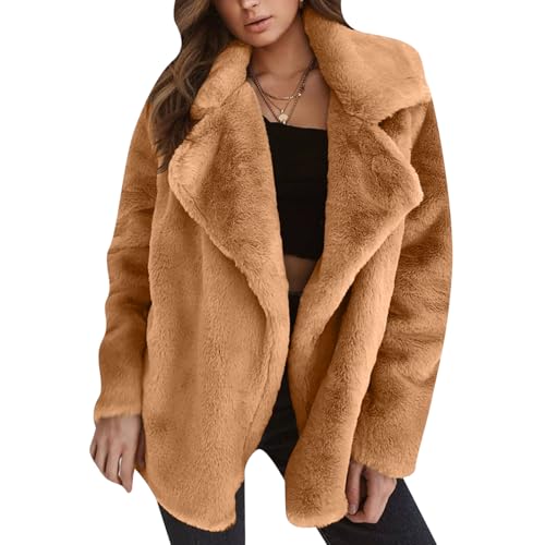 Manteau fausse fourrure femme col revers idéal pour vos sorties d'hiver en ville