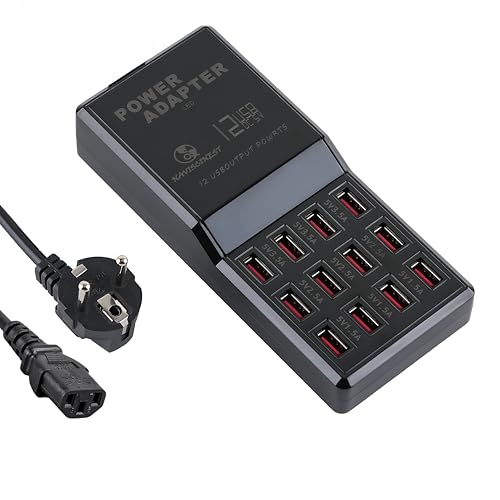 Image of 12-Port USB Charging Station for Multiple Devices-Portable Fast USB Charging Hub Compatible with iPhone, Android, Tablet, AirPds & More-Compact Charger Block for Home, Office