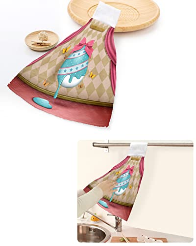 Museday Hand Towels For Bathroom Kitchen Absorbent Dish Towels Happy Easter Cute Funny Paint Egg Butterfly Retro Theater Stage Decorative Hanging Hand Towels Set Soft Tea Bar Tie Towel Washcloth #TOP5