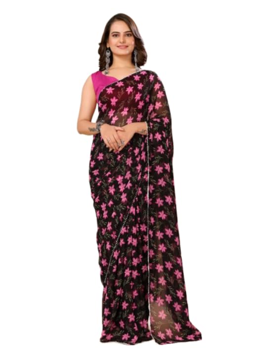 DIVUSReady to wear Pre draped Prestitched one min readymade Designer Parywear saree with Unstitch Blouse