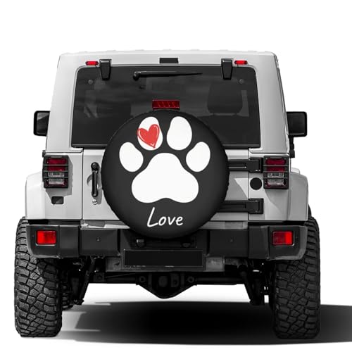 Image of Delerain Dog Footprint Paw Print Spare Tire Covers for RV Trailer SUV Truck and Many Vehicle, Wheel Covers Sun Protector Waterproof (16 Inch for Diameter 29 inch-31 inch)