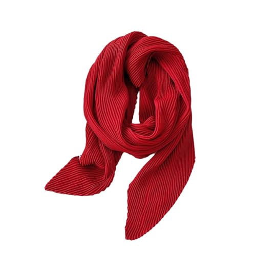 stylesilove Women Crinkle Pleated Square Scarf Solid Color Neckerchief Soft Bandana Small Shawl Neck Wraps for All Season