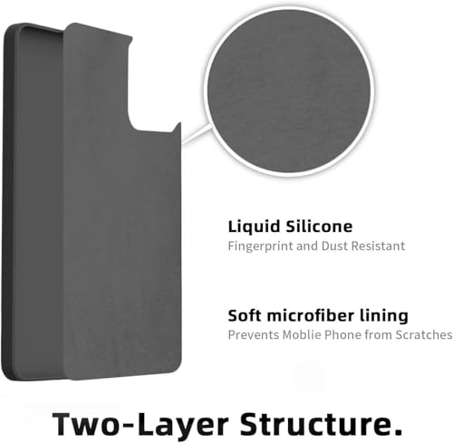 Image of DIZORO Microfiber Candy Compatible for Samsung S21 FE 5G Smooth Touch Cushion Liquid Soft Silicone Gel Rubber Phone Cases Full Body Protective Shockproof Back Cover - New Dark Grey