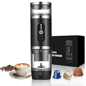 Umisu Kaffeemaschine, tragbar, 3-in-1, mit Milchaufschäumer, Espressomaschine mit Kapseln 20 Bar und gemahlenem Kaffee, für Büro, Auto, Camping, Wandern, Reisen, Weihnachten, Geburtstag, Schwarz