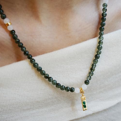 Image of Five Elements 18K Gold Vermeil 3 Layered Crystal Gemstone Beads Bracelet & Necklace for women Solid 925 Sterling Silver 18K Gold or White Gold Plated jewelry