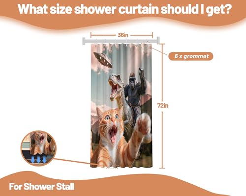 Image of Small Stall Shower Curtain Rv Funny Cat Monkey, 36 x 72 Inchs