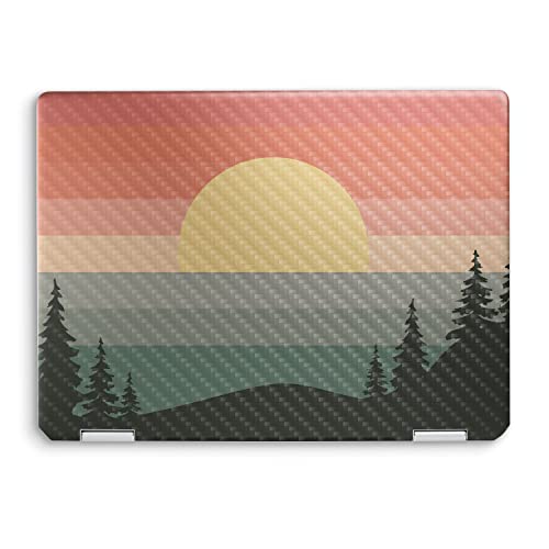 Image of MightySkins Carbon Fiber Skin Compatible with HP Spectre x360 14 inch (2022) Full Wrap Kit - Sunset Forest | Protective, Durable Textured Carbon Fiber Finish | Easy to Apply | Made in The USA