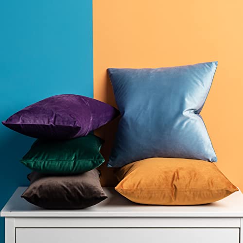 Image of JUSPURBET Couch Pillow Covers Set of 2 Decorative Velvet Throw Pillow Covers Cases for Living Room Bedroom Home Decor Soft Lumbar Cushion Covers with Hidden Zipper for Sofa Bed,Coffee,14x24 inch
