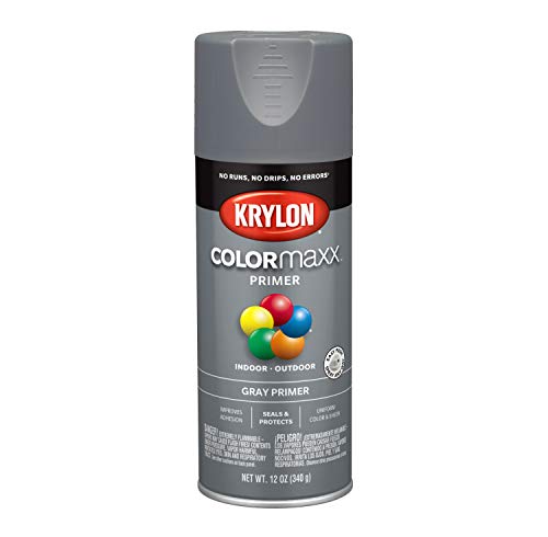 Image of Krylon K05582007 COLORmaxx Primer Spray Paint for Indoor /Outdoor Use, Gray, 12 Ounce (Pack of 1)