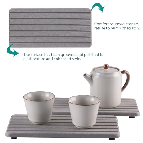 Image of NiuYichee 2 PCS Water Absorbent diatomite Coasters, 8.3 inch x 4 inch Water Absorbing Stone Tray for Sink, Stone Drying mat for Kitchen Counter, Stone soap Tray Used for Hand Soaps & toiletries & Plants