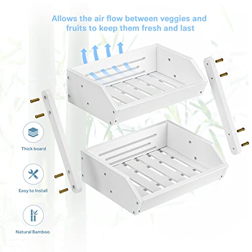 Image of G.a HOMEFAVOR Fruit Basket for Kitchen, 2-Tier Fruit Bowl for Kitchen Counter, Vegetable Storage Stand for Fruit Shop, 15 mm Thickness (WHITE)