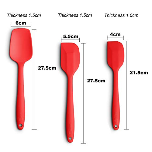 Silicone Spatula 3-Piece Set, Ergonomic Handle High Heat-Resistant Spatulas, Non-Stick Rubber Spatulas With Stainless Steel Core, Red #TOP1