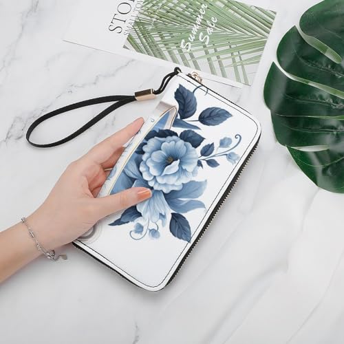 Vintage Teacup with Floral PU Leather Clutch Long Bifold Wallet, Coin Purse Credit Pass Case, Durable Card-Holder Money Storage for Women Men4